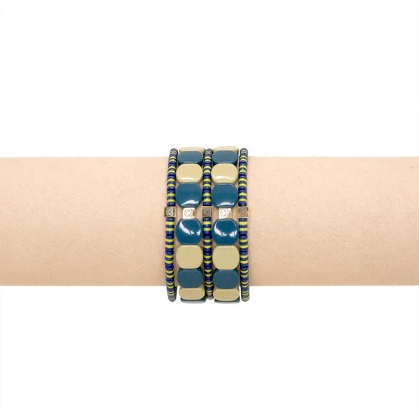 Set 5 Bracciali Smaltato Mix Petrolio- Avana
